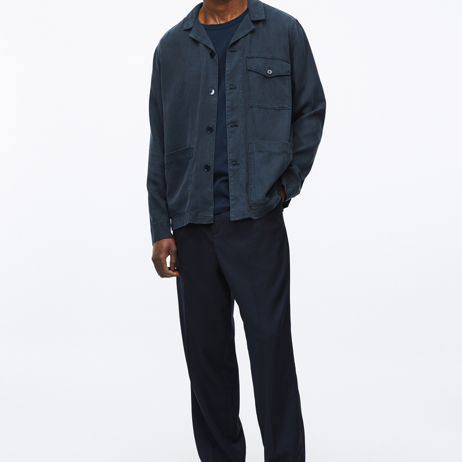 【ANGLAN】Contrast Fabric Over Shirt Cheetah Long Sleeve Button Up Shirt | Clothing and Home
