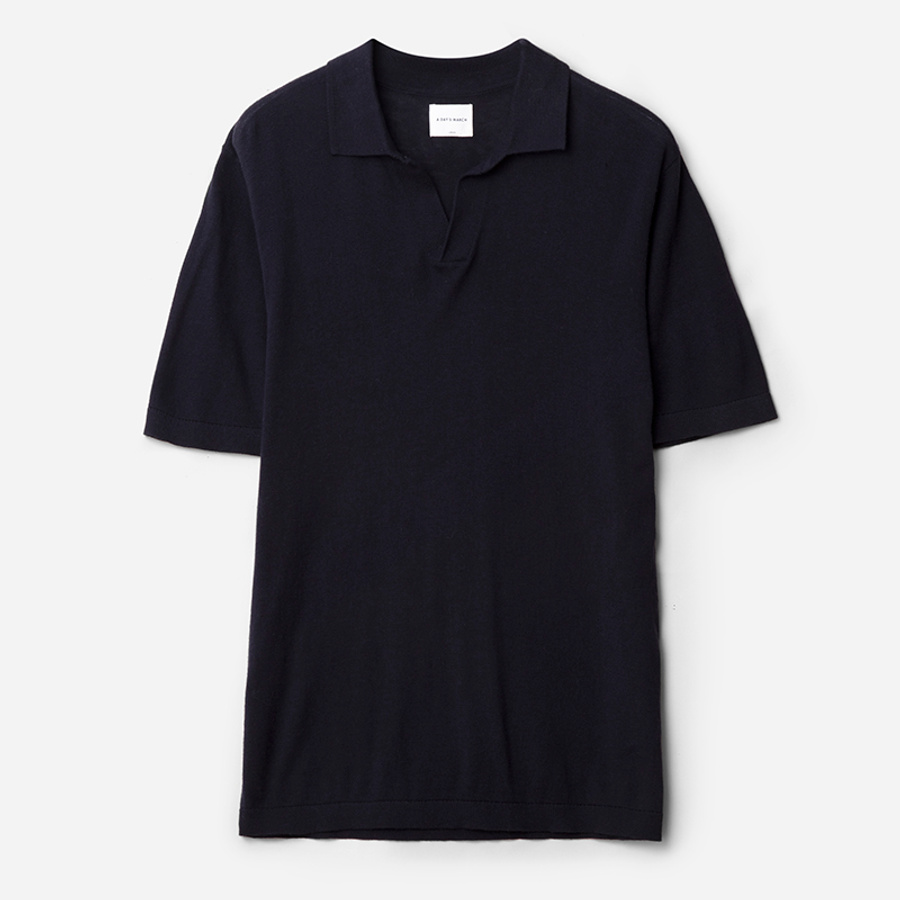 black open collar polo