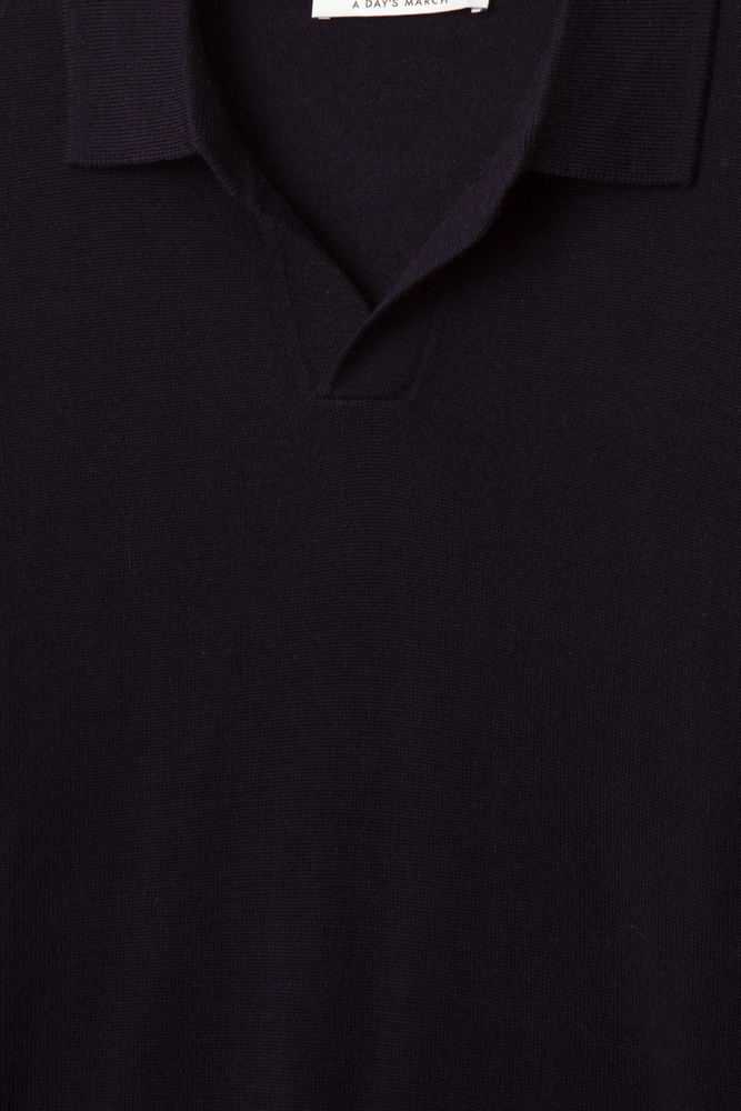 black open collar polo