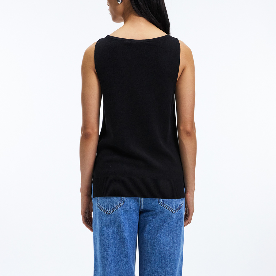 【L'Appartement】Linen Boat Neck Knit ブラック Black Sweater with Boat Neck Three-Quarter Sleeves in Linen