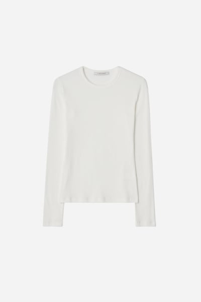 LMOOD ■ Henry LD Ribbed Long Sleeve T-Shirt Boston Scally The Lad Long Sleeve Tee T-Shirt - White