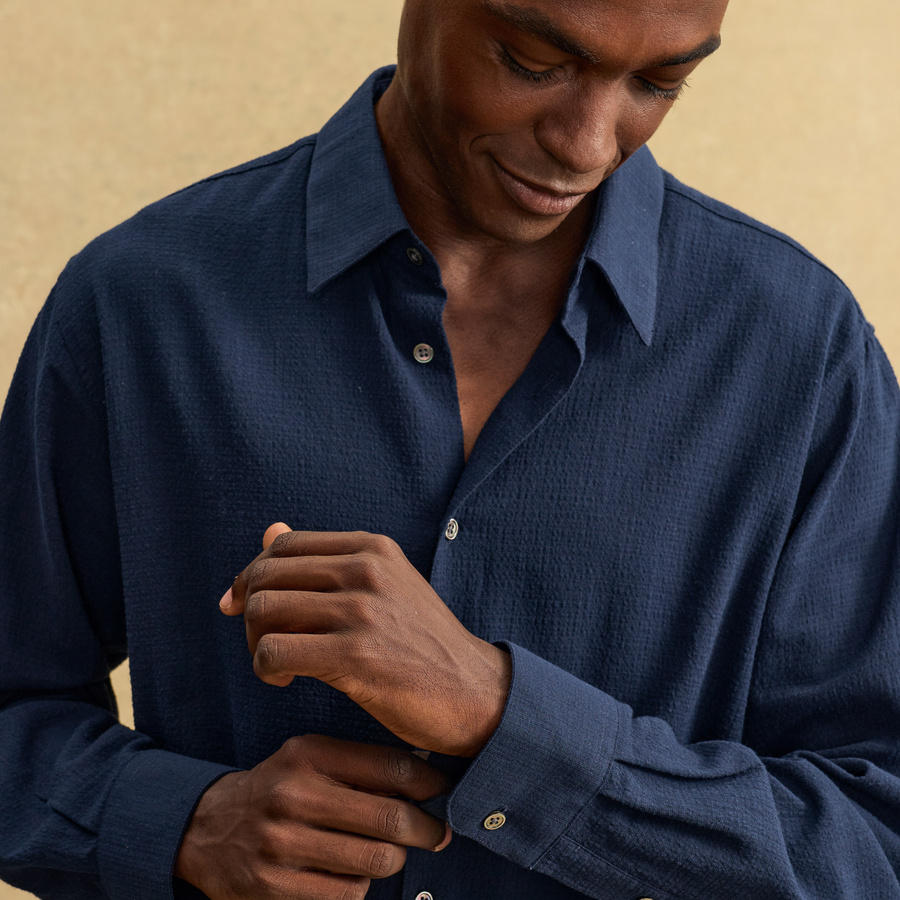 blue square dress shirt A Day's March Landon Structured printable blue gingham