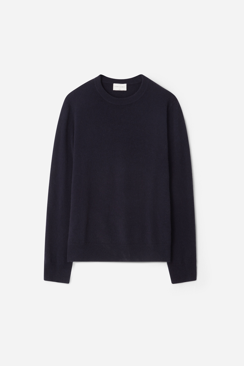 A Day's March Men's Midnight Blue Cashmere Crewneck Sweater