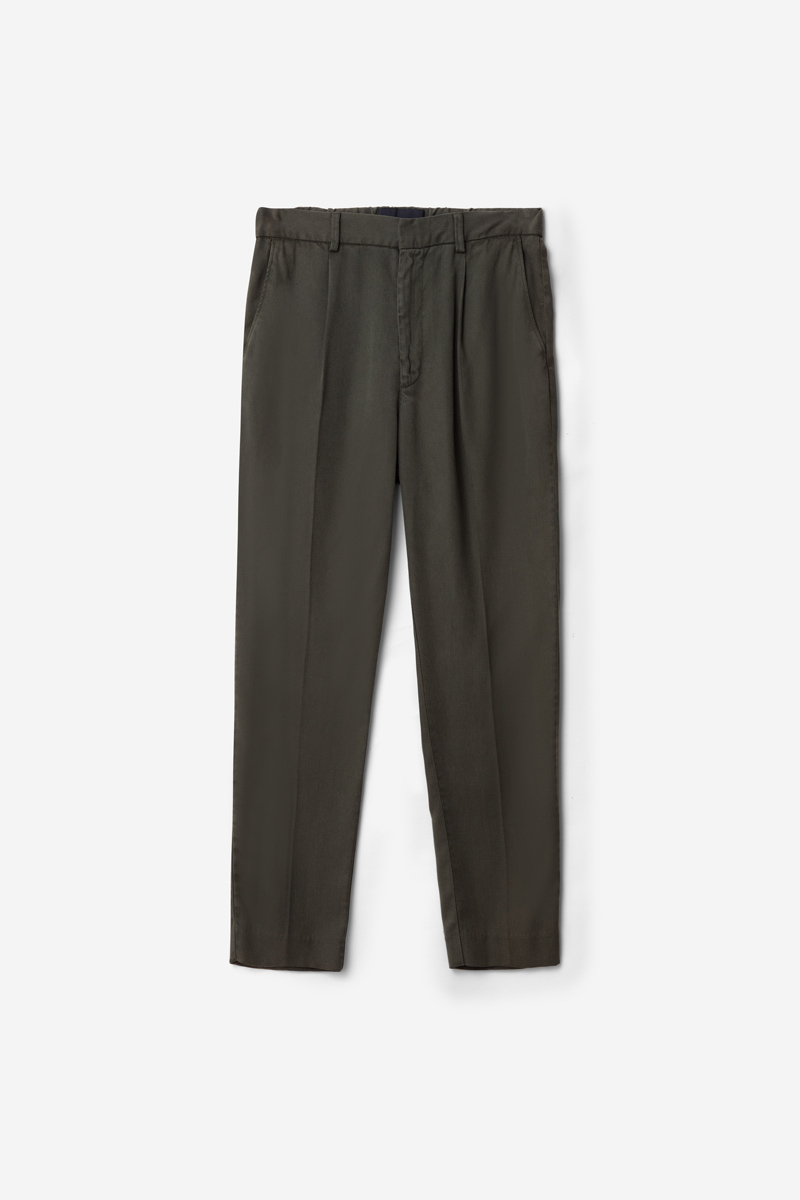 A Day's March Men's Olive Smart Lyocell Trousers