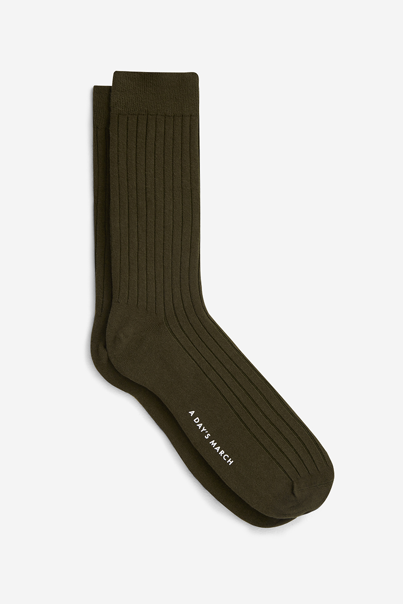 A Day's March Men's Olive Ribbed Socks
