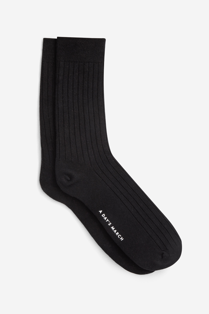 A Day's March Men's Black Ribbed Socks