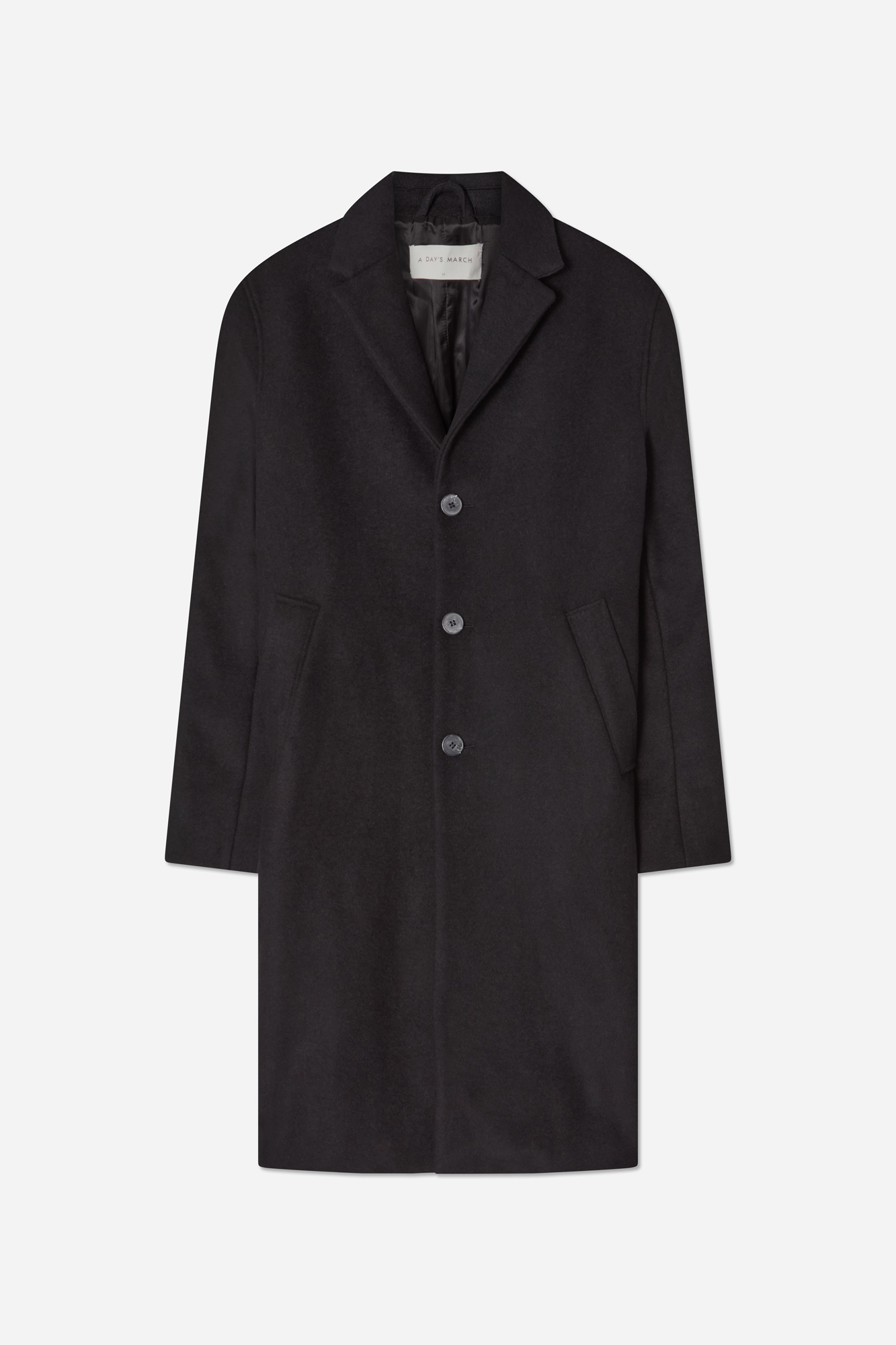 A Day's March Men's Black Dornie Wool Coat