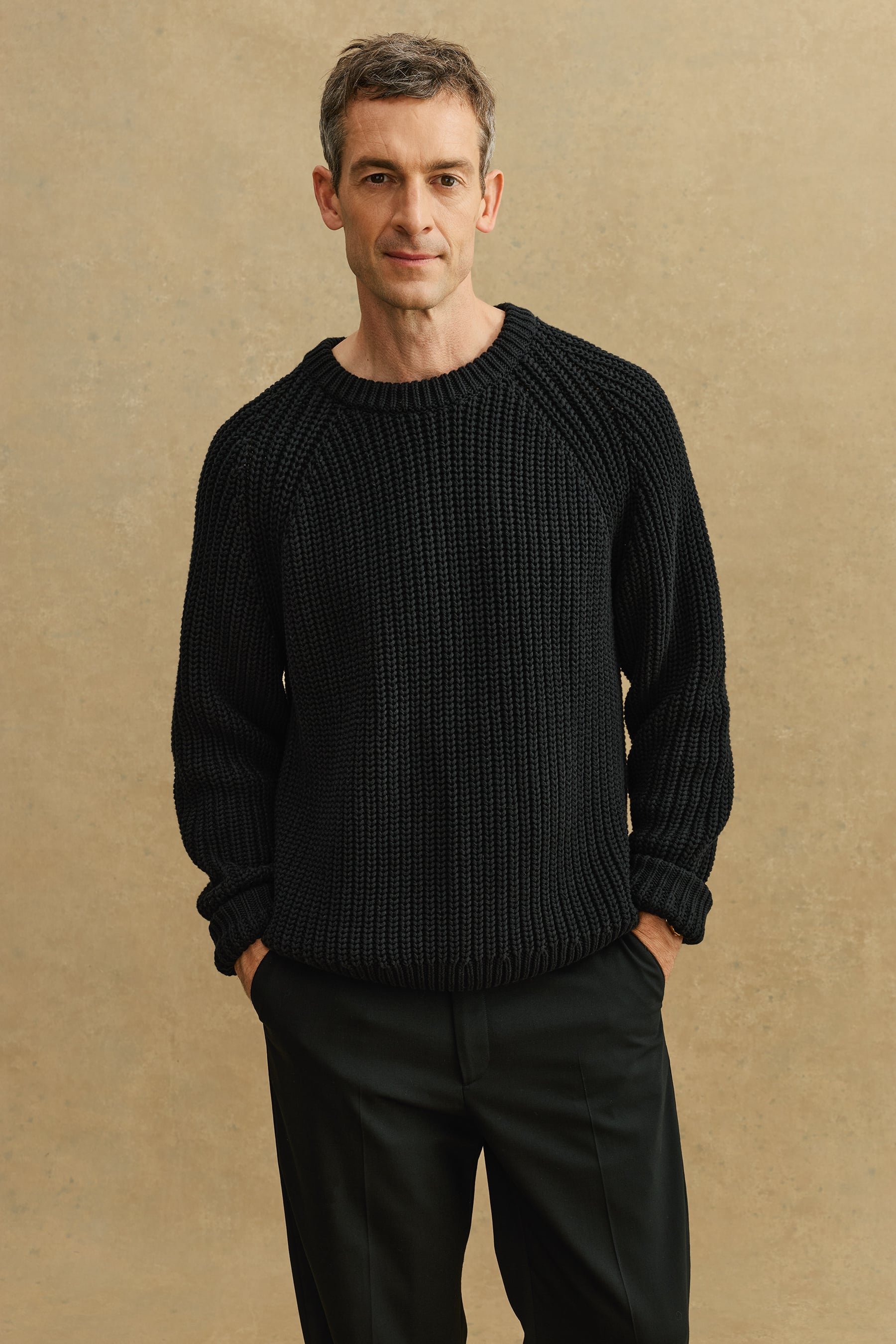 A Days March Alan Chunky Raglan Sweater In Black