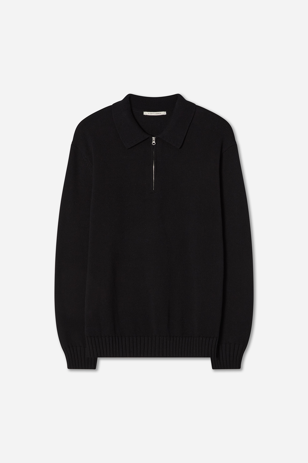 A Days March Elion Half-zip Cotton Polo Sweater In Black