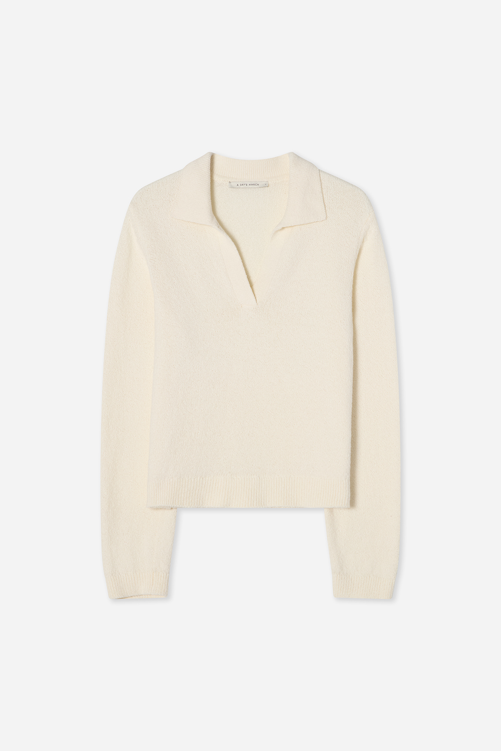 A Days March Lyonne Open Collar Polo Sweater In White